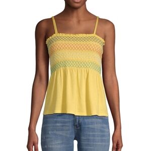 NOBO Yellow Smocked Striped Babydoll Tank Size Junior's XXL 19 LIKE NEW